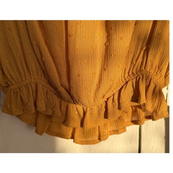 Lulus S Sunny Story Mustard Lace Bell Sleeve Off Shoulder Top Boho Cottagecore - Picture 4 of 11